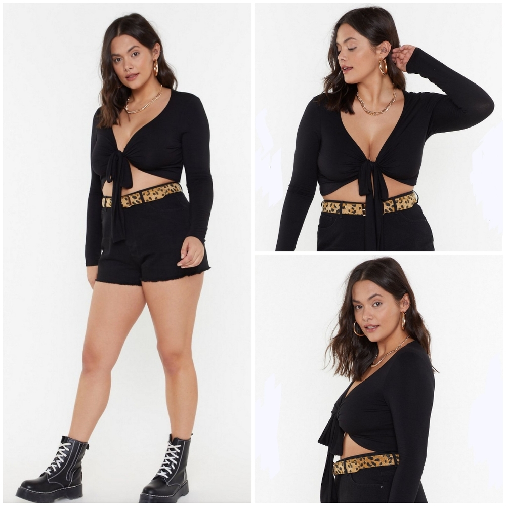 Nasty Gal Tie Front Crop Top